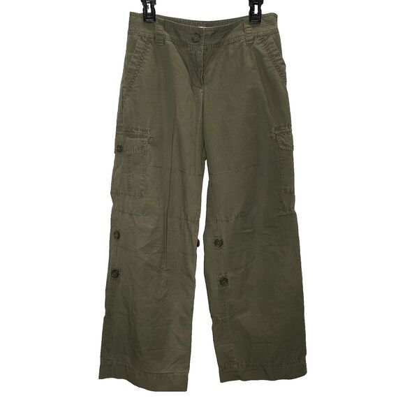 Ann Taylor LOFT Pants Convertible Roll Tab Cargo Marisa Fit Womens Size 4 Green - Picture 1 of 11